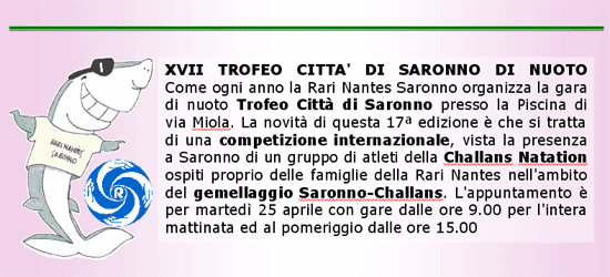 XVII trofeo citt&agrave; di Saronno di nuoto