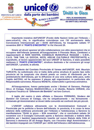 17 NOVEMBRE 2001 - Punto di incontro UNICEF