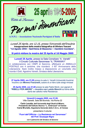 25 APRILE 2005 - Anniversario della liberazione - Iniziative
