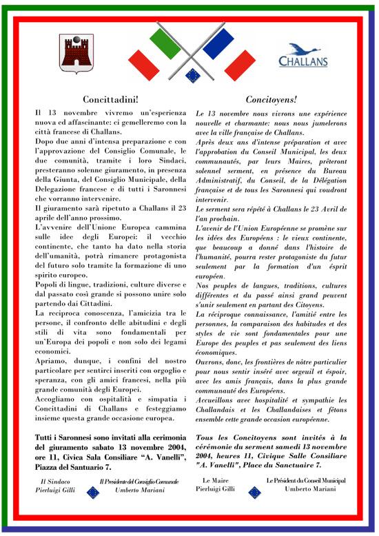 Il manifesto del gemellaggio